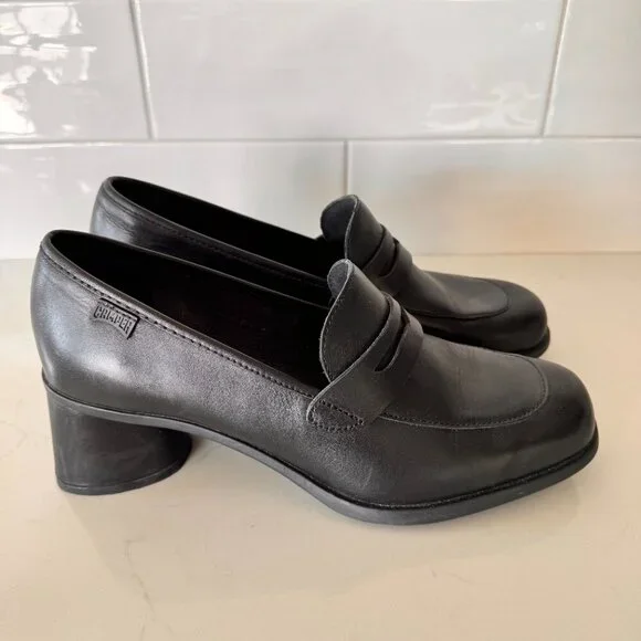 Camper Women’s Kiara Block Heeled Leather Loafers - Picture 8 of 8
